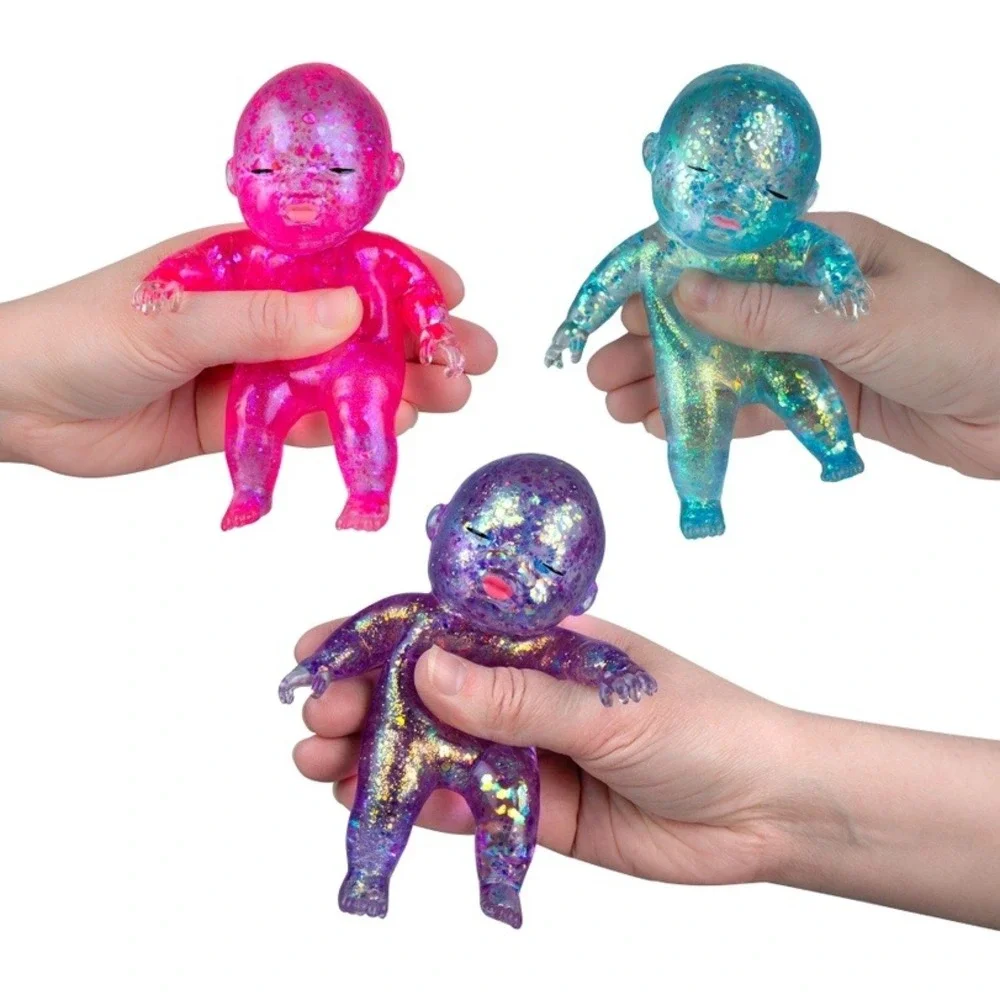 Sugar Swaps Baby Orb Blue Glitter Squishy Baby Sensory Toy NEW